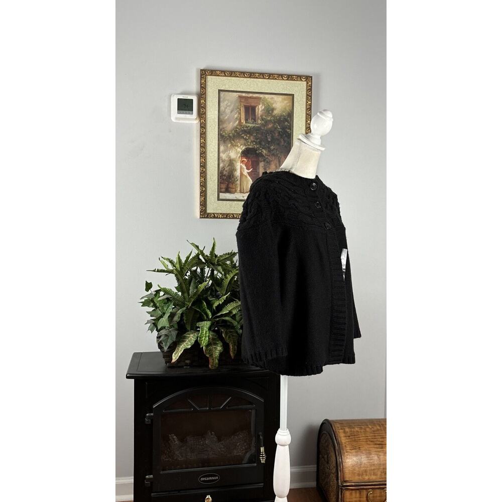 St. John’s Bay Women 3/4 Sleeve Knit Cardigan Sweater XL Black 3 Button Open - Picture 5 of 9